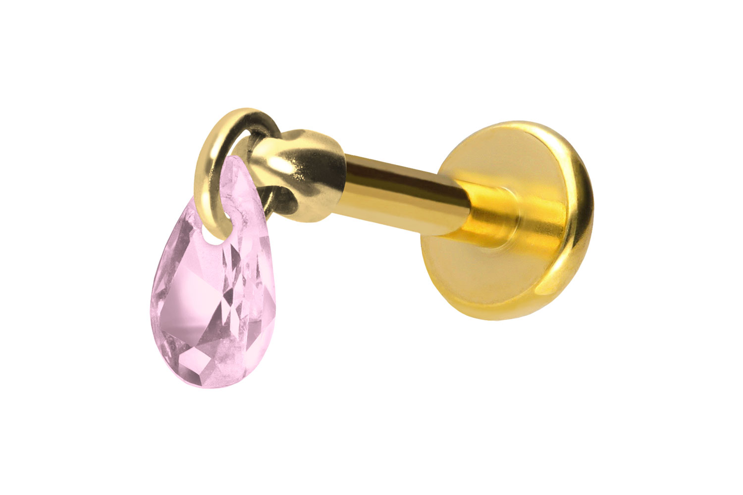 Titan Labret Piercing mit Push Fit KRISTALLTROPFEN